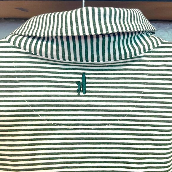johnnie-O Hangin' Out Striped Polo Shirt Men's L - Green and White Cal Poly NWT - Picture 6 of 16